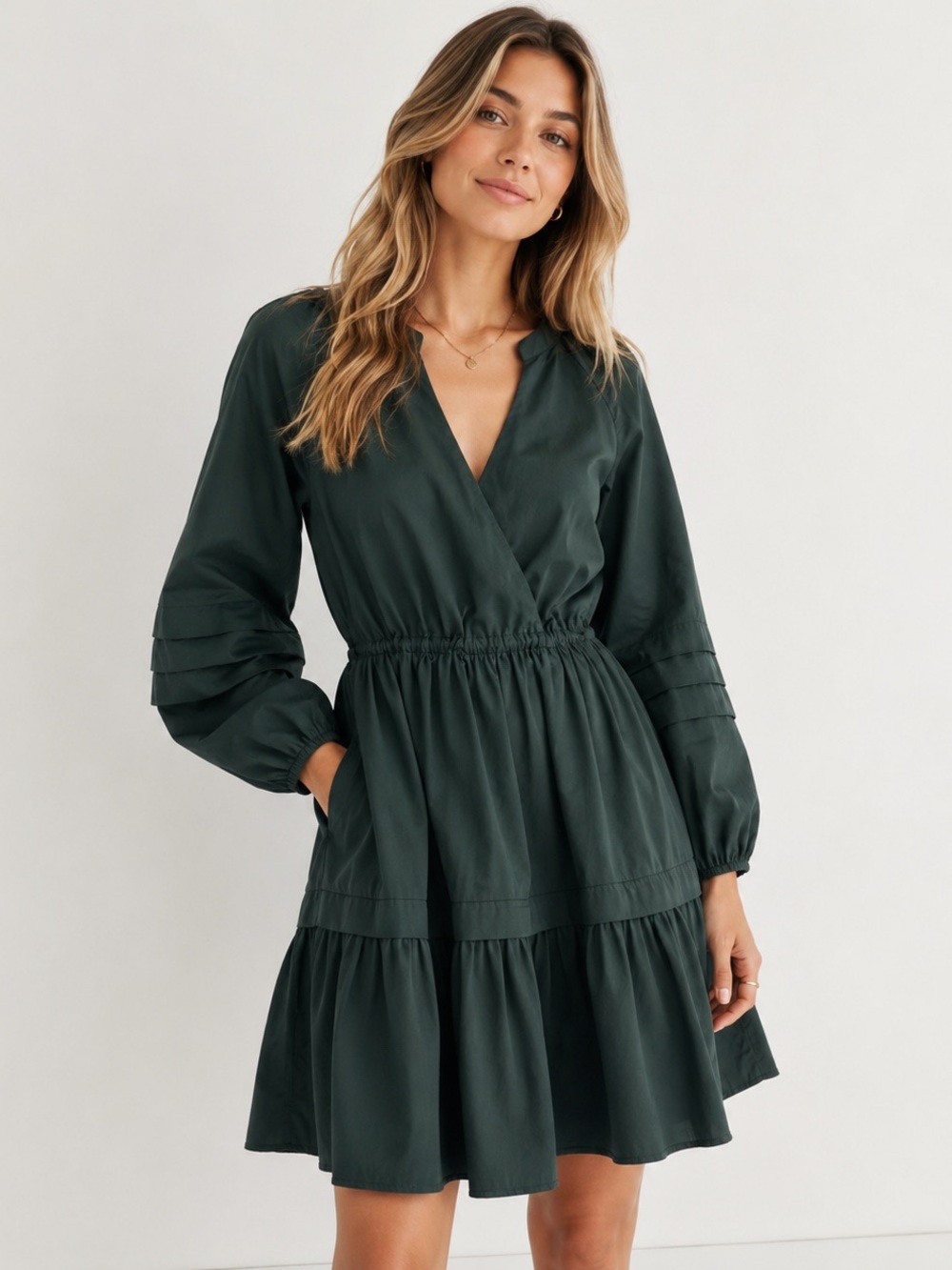 Madewell crinkle poplin faux-wrap mini dress size small 100% cotton